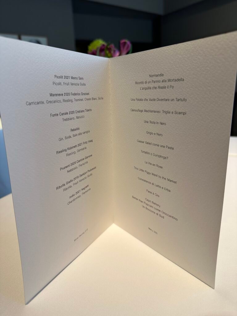 the menu at Osteria Francescana